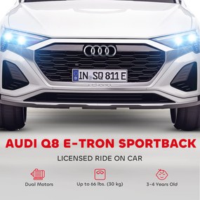 AIYAPLAY Elektryczny Samochód dla Dzieci Audi Q8 12V, Sterowanie Pilotem, Światła, Muzyka, Biały