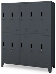 Szafa socjalna BHP ubraniowa 10-drzwiowa antracytowa: BARTEK 1360 x 1720 x 450 mm