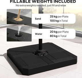 Outsunny Aluminiowy parasol ogrodowy Ø244cm z korbą, stojakiem, wodoodporny, obrotowy 360°, ciemnoszary | Aosom PL