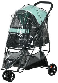 PawHut Wózek dla zwierząt domowych, składany, z osłoną przeciwdeszczową, 2 uchwyty na napoje, Niebieski + Zielony