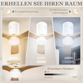 HOMCOM Sufitowy wentylator z oświetleniem LED, 6 prędkości, pilot, jasnobrązowy
