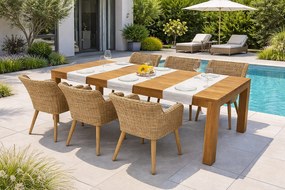 Zestaw ogrodowy rattanowy MONTE MALIBU 240 (beżowo-brązowy) 6x Krzesło ogrodowe MALIBU (beżowo-brązowe)