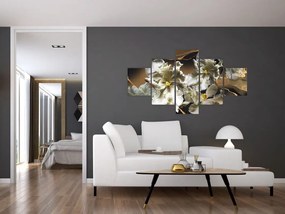 Obraz - Orchidea kwiaty na marmurowym tle (125x70 cm)