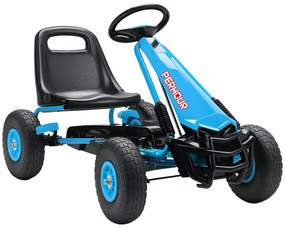 AIYAPLAY Gokart na pedały dla dzieci, regulowane siedzisko, koła EVA, hamulec, sprzęgło, 3-8 lat, niebieski