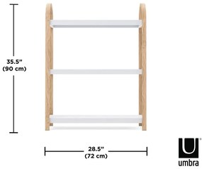 Biały regał w dekorze drewna egzotycznego 72x90 cm Bellwood – Umbra
