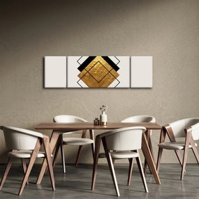 Obraz - Abstrakcja złoto-biała N⁰1 (170x50 cm)
