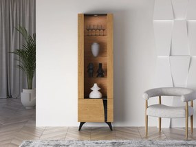 Witryna do salonu HESTIA 1W1D 58cm dąb/czarna lewa ML MEBLE