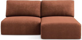 Otwarty Prawy narożnik z funkcją spania - z tkaniny szenilowej - terakota - KONA
