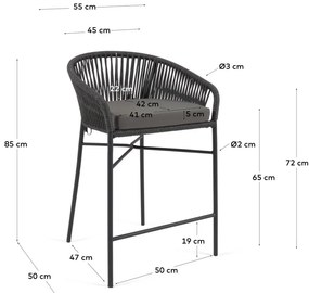 Czarny metalowy/tapicerowany hoker ogrodowy Yanet – Kave Home
