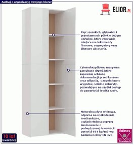 Biała szafa biurowa na wysoki połysk M7-L87