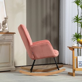 HOMCOM Fotel bujany, Fotel relaksacyjny, Fotel bujany, obciążenie do 120 kg, Poliester, 98 x 71 x 101 cm, Różowy