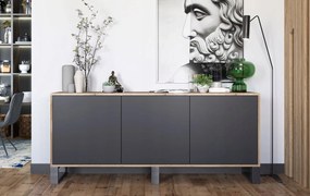Szeroka komoda w stylu industrialnym Apollo 152 dąb wotan/czarny