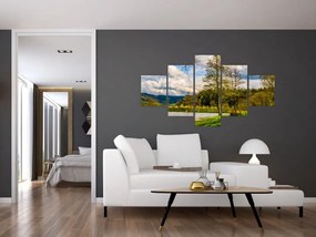 Obraz łodzi nad jeziorem (125x70 cm)