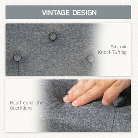 HOMCOM Ławka, Polster z Miejscem do Przechowywania, Tkanina Poliestrowa, Drewno Kauczukowe, 100 x 40 x 44 cm, Jasnoszary