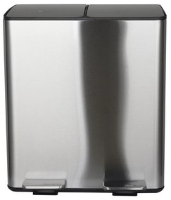 Stalowy kosz na śmieci 2x20 l do segregacji odpadów/z pedałem w kolorze matowego srebra Aliya – Spirella