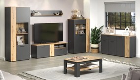 Ława prostokątna z półką grafit + dąb evok Z0-E51