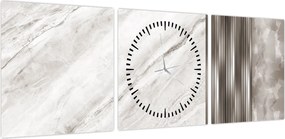 Obraz - Marmur ze srebrnymi liniami (z zegarem) (90x30 cm)