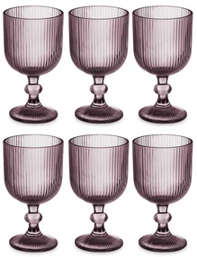 Zestaw kieliszków do wina LINES z ryflowanego szkła, 6 sztuk, 260 ml