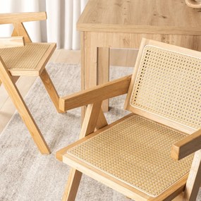 Krzesło Drewniane MADERA Dąb/Beż Ażurowe Retro