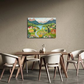 Obraz - Wioska w górach (70x50 cm)