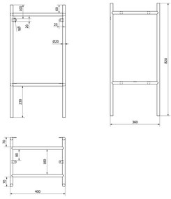 Czarny metalowy stelaż pod umywalkę 40x82 cm Puno – Sapho