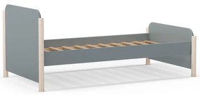 Szarozielone łóżko dziecięce z litego drewna sosnowego ze stelażem 90x190 cm Enola – Marckeric