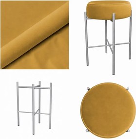 Hoker Pola krzesło barowe podstawa metalowa Tkanina Welur : Kolor Stelaża - Szary, Kolor tkaniny - VELVET - MG15, Typ tkaniny - Velvet