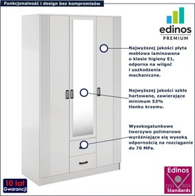 Biała skandynawska szafa trzydrzwiowa M5-C76