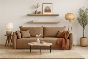 Nowoczesna sofa Loren z funkcją spania 238x100x90 cm – jasnobrązowa Raven 34