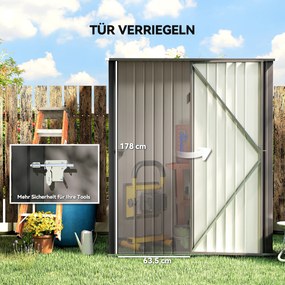 Outsunny Szopa ogrodowa domek na narzędzia, drzwi zamykane, odporny na warunki atmosferyczne, 161,5 cm x 94,5 cm x 196 cm, czarny