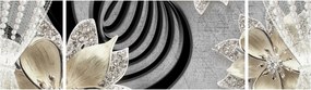 Obraz - 3D złote kwiaty (170x50 cm)