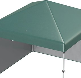 Outsunny Składany Pawilon, 2 Ściany Boczne, Regulowana Wysokość, z Torbą Transportową, Stelaż ze Stali Odporny na Rdzę, 3 x 3 m, Zielony