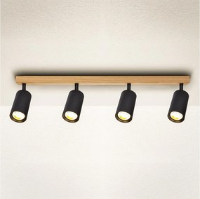 Brilagi - Oprawa punktowa SELE 4xGU10/30W/230V czarna/dekor dębu