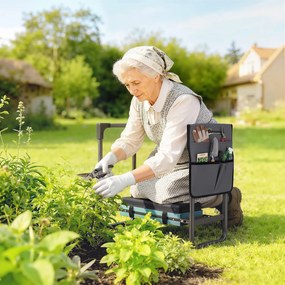 Outsunny Poduszka na kolana i siedzisko ogrodowe, nośność 150 kg, stołek ogrodowy z grubym wyściełaniem w części kolanowej, wysuwane stalowe nogi | Aosom PL