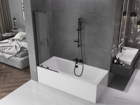 Mexen Velar parawan nawannowy 2-skrzydłowy rozsuwany 75 x 150 cm, transparent, czarny - 896-075-000-01-70
