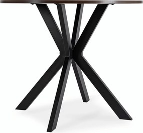 Okrągły stół industrialny Lauren 90 cm, orzech/czarny