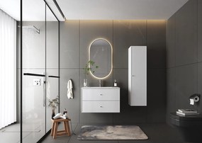 Biały Zestaw do Łazienki 80cm Szafka z Umywalką Słupek Marco