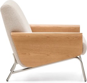 Beżowy fotel z tkaniny szenilowej Amsen – Kave Home