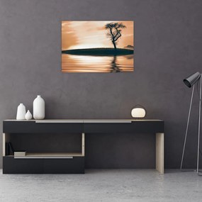 Obraz na szkle drzewa na wyspie (70x50 cm)