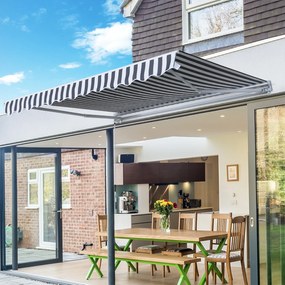 Outsunny markiza przegubowa markiza składana z korbką ręczną aluminium 3,5 x 2,5 m kolor szary+biały