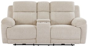Kanapa 2-osobowa z elektryczną funkcją relax, schowkiem i beżową melanżową tapicerką - KELUNO