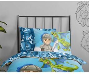 Niebieska bawełniana pościel dziecięca jednoosobowa 140x220 cm Knight – Good Morning