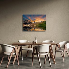 Obraz - Odbicie w górskim jeziorze (70x50 cm)