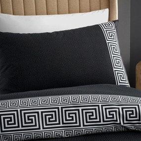 Czarna pościel dwuosobowa 230x220 cm Artemis Greek Key – Catherine Lansfield