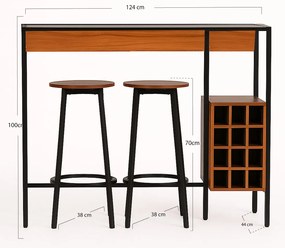 Set Bar Mesa Alta + 2 Taburetes Loku