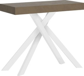 Konsola rozkładana 90x40/300 cm Krack szaro-beżowy białe nogi