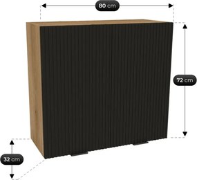Zestaw Mebli Kuchennych MODERN 170 cm Czarny Ryflowany Loftowy