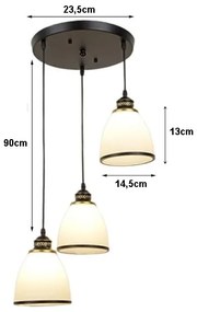 Lampa sufitowa szklana klosz metalowa wisząca AT11-3SZ-Black+White