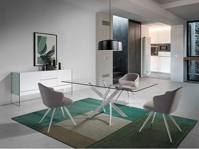 Stół do jadalni prostokątny szkło hartowane i biały stalowy 1138-180x95 ANGEL CERDA