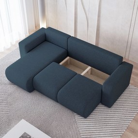 Masseno Narożnik RINOVA z funkcją spania i pojemnikiem na pościel Narozniki L, Rozkładana sofa - Niebieski, NEVE 77
